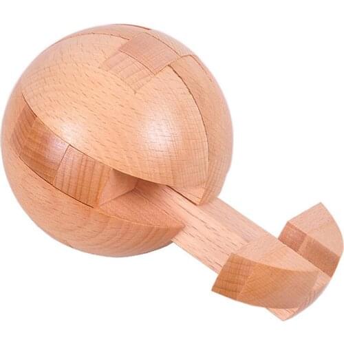 Diameter 6CM Puzzle Unlock Toy Spherical Hole Lock Luban Lock Wooden Puzzle Early Education Toys For Children