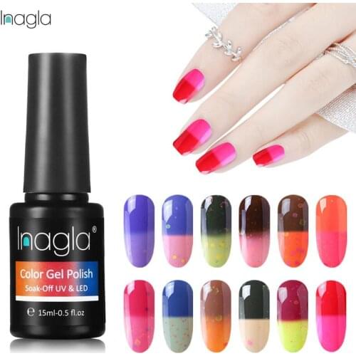 Inagla Cheese Temperature Color-Changing Gel Polish 15ML Soak Off UV Gel Polish Varnish Gel Nail Art Lacquer UV LED Gel Varnish
