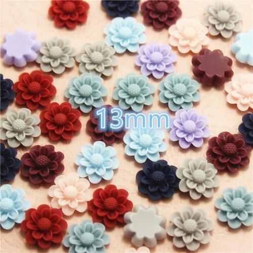 Mixed Color flower resin vintage flatback cabochon DIY jewelry/phone decoration No Hole 50pcs 13mm