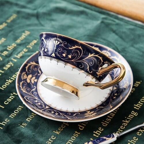 European bone porcelain ceramic coffee cup plate Phnom Penh set court wind afternoon tea cup flower tea cup English tea set