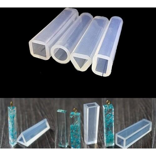 Square round tube 4pieces/set Necklace pendant Silicone Mold Resin Silicone Mould handmade DIY Jewelry Making epoxy resin molds