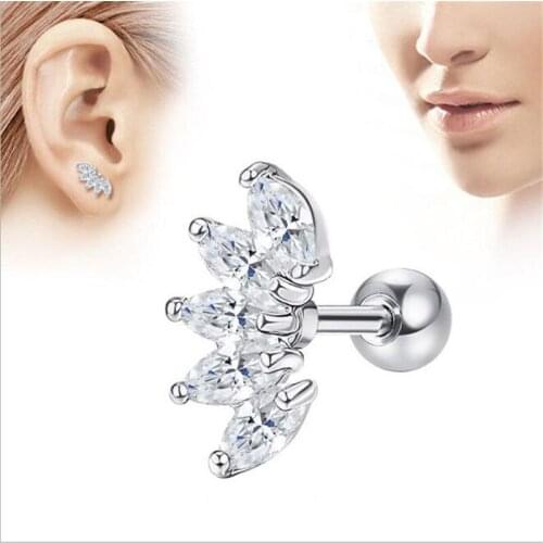 Trendy Stainless Steel White CZ Crystal Stud Earring For Women Men High Quality Ear Stud Female Piercings Fashion Jewelry Gifts
