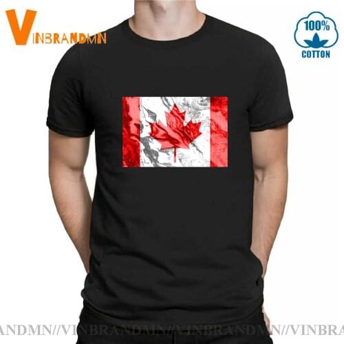 Man Brand Clothihng Quality O-Neck Fashion Boys Short Sleeve Cotton Tshirt Tees Newest Flag of Canada Marble texture T Shirt