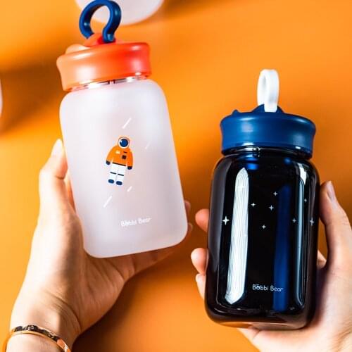 450ml Summer Lemon Water Bottle Frosted Glass Bottles Women Girl Student Outdoor Leakproof Fruit Juice Drinkware Cups Best Gifts