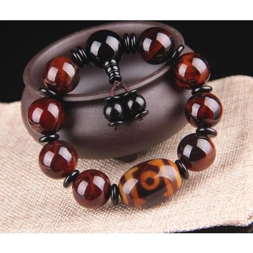 New Natural Onyx Bracelet Mens Wholesale Old Mine Carnelian Wrapped Silk Beads Crystal Bracelet