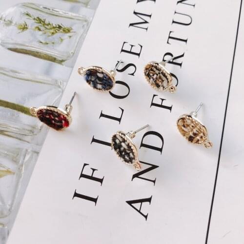 Oval Wool Stuff Stud Earring Accessories Pendant Necklace Supplies for Jewelry Making Accessories Components 6pcs KP2092