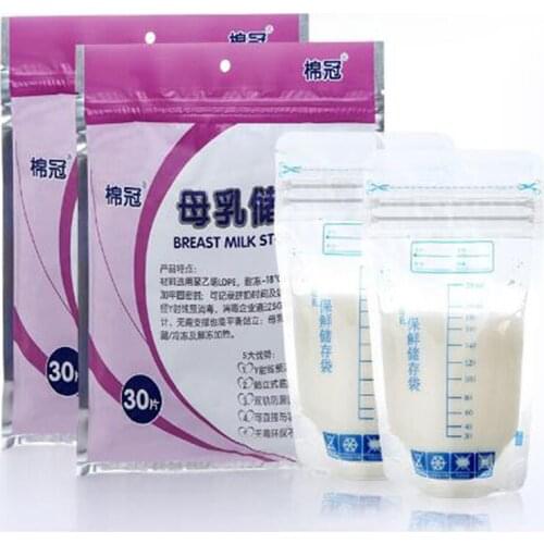 30 Pcs Breast Milk Storage Bags 250ml Free Baby Safe Mother Milk Freezer Feeding Supplies Food Storage Breast Milk Bags