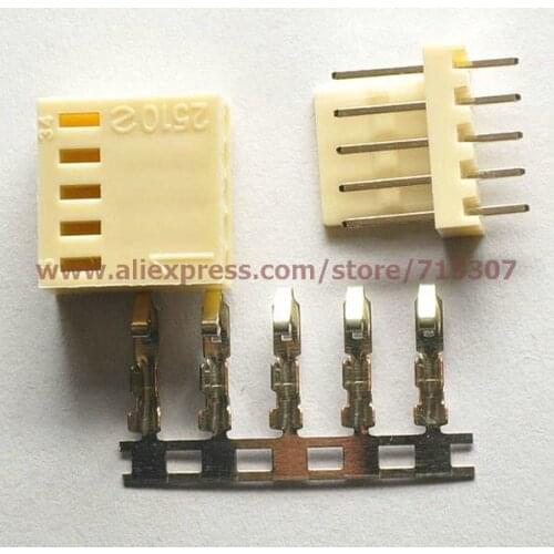 PHISCALE 100sets connector kits 2.54mm KF2510 5Pins including plug+ vertical pin socket+ terminal