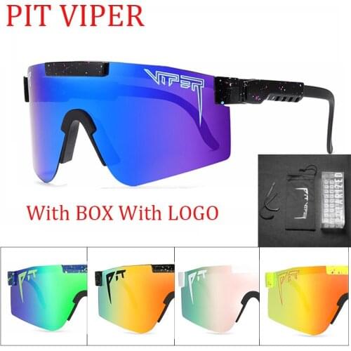 Pit Viper Flat Top Sun Glasses TR90 Blue Frame Mirrored Lens Windproof Sport Polarized Sunglasses For Men/Woman Oculos De Sol