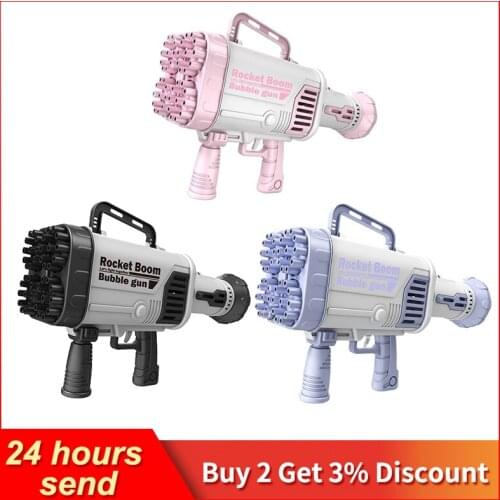 2021 Hot Kids Gatling Bubble Gun Toy 44-Hole Charging Electric Automatic Bubble Machine Summer Outdoor Soap Water Children Toys