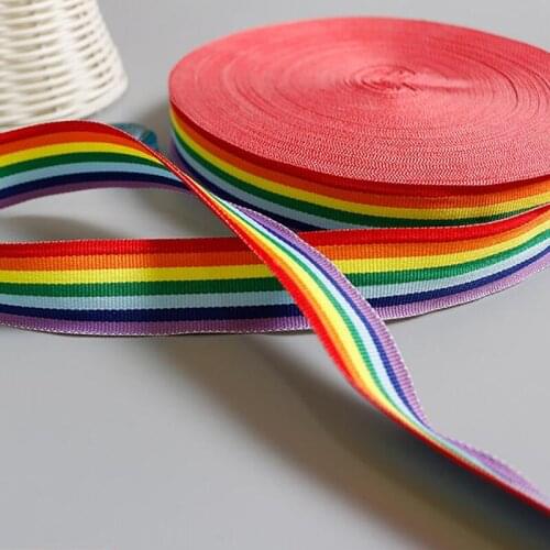 PPCrafts Hot 25mm High Quality Rainbow Seven Colors Grosgrain Ribbon For Handwork Apparel sewing & Fabric Edge Accessories