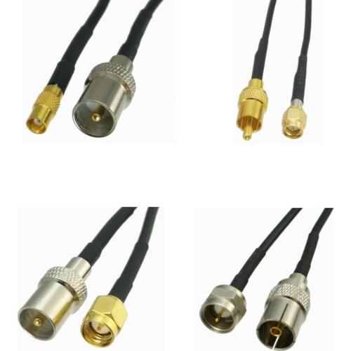 RG174 Cable IEC PAL DVB-T to MCX / RCA / SMA / F TV Male Plug & Female Jack RF Jumper pigtail 8inch