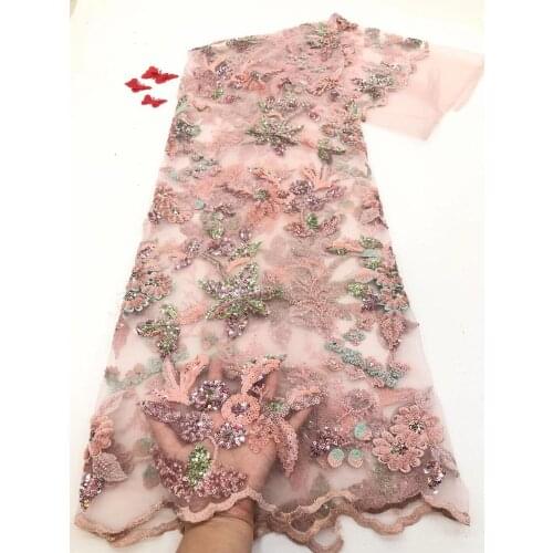 Embroidery african tulle lace fabric good selling for party dress SYJ-1098812 with beads