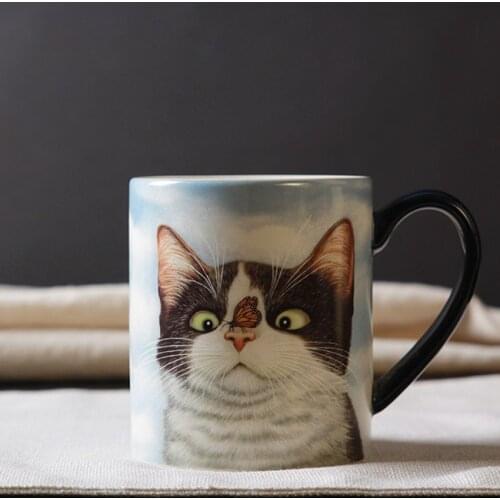 High Quality Drinkware Ceramic Mugs Handgrip Porcelain Pastoral 450ml Coffee Cup Cute Cat Mug Thicken Zakka Cups Wholesale