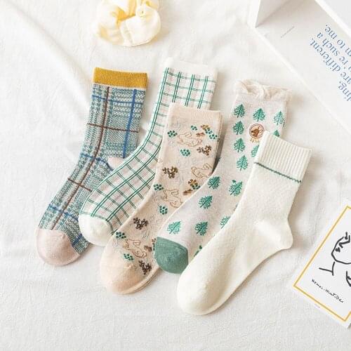 Japan Kawaii Socks Set Cartoon Cute Cotton Happy Socks Women Harajuku Sesame Street White Short Socks 1 Pair Sokken Vrouwen