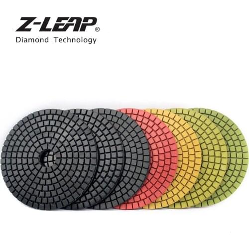 Z-LEAP 4" 7cps Diamond Polishing Pads Wet Use Colorful Sanding Disc Flexible Dremel Accessories Grinding Disc for Marble Stone
