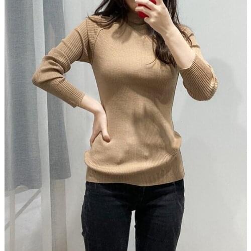 2020 Autumn and Winter Womens New High-neck Solid Color Bottoming Sweater