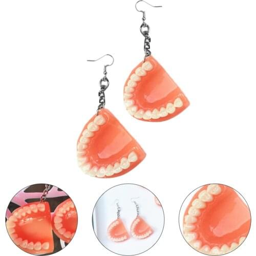 1/2 Pcs Funny Handmade False Tooth Drop Earrings for Women Unusual Punk Hyperbole Dangle Earrings Jewelry Female