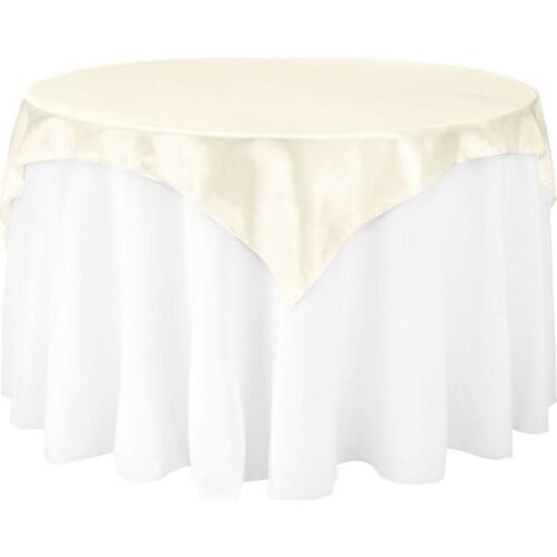 10Pcs 85"*85" Ivory Square Table Overlay For Round Wedding/Party/Dinning Table Decoration Free Shipping