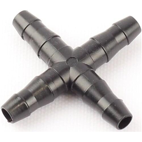 200pcs 4/7mm Soft Pipe Barbed Cross Connector 4-Way Water Splitters Micro Irrigation Water Pipe Hose Fittings