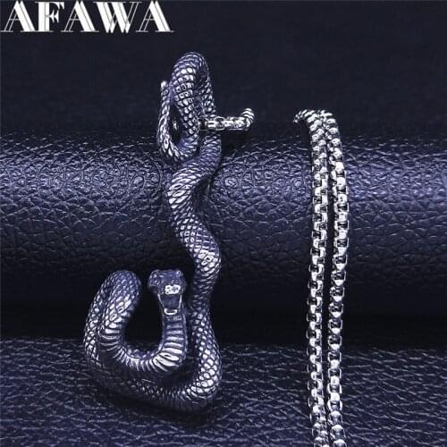 2021 Wicca Cobra Stainless Steel Chain Necklaces Women/Men Silver Color Pendant Necklace Jewelry acero inoxidable joyeria NXS02