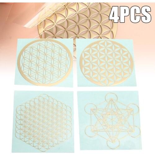 4 pcs 35mm Nickel Metal Stickers For Home Decor Sticker Flower Cube Chakras DIY Transfer Labels Ornaments