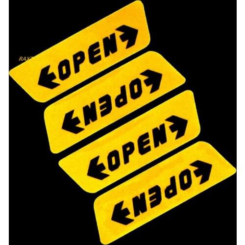 4pcs/set Car styling Door Open Warning Stickers For Renault Koleos Fluenec Latitude Kadjar Captur Talisman Megane RS Sandero