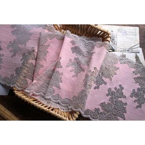5yards/lot Pink +Grey Elastic Lace Fabric DIY Garment Accessories,Sewing Swiss Trim Wedding Lace