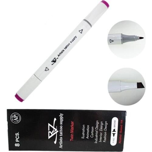 8PCS/LOT Tattoo Accessory Tattoo Auxiliary Waterproof Transfer Pen Single Skin Makeup Painting Sketch Wholesale Can Mix