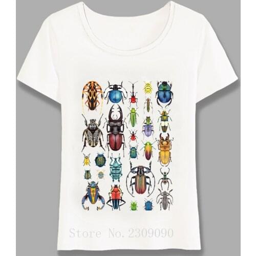 Beetle Collection Print T-Shirt Summer Hipster Women T Shirts Woman Casual Tops Cute Maiden Tees Girl Punk Short Sleeve