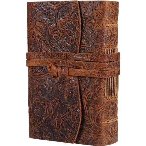 Retro Genuine Cow Leather Journal Book 400P Blank Paper Sketchbook Hand Made Band Notebook With Handmade Binding Rope for Gift