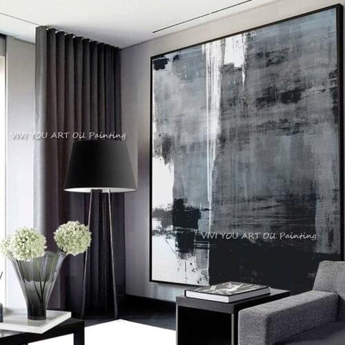 Big Abstract Black and White Canvas Painting Handpainted Nordic Wall Art Picture Paintings For Living Room Bedroom Decorative