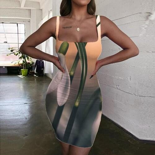 Giyu Brand Beautiful Dress Women Flowers 3d Print Plant Vestido Sexy Landscape Ladies Dresses Womens Clothing Party Short Boho