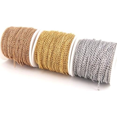 5m Extension Adjustment Tail Chain Stainless Steel Gold Rosegold Extender Width 2.5mm for DIY necklace Bracelet Jewelry Making