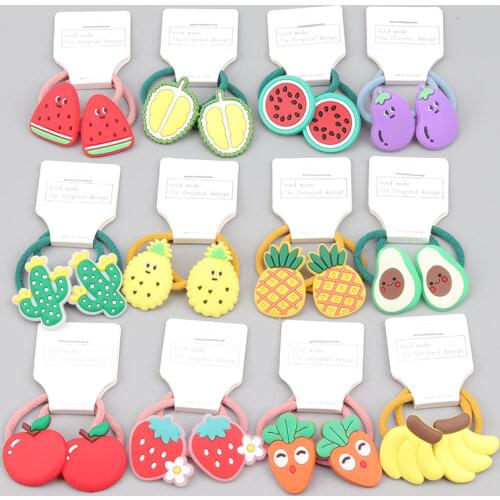 ChildrenS Hair Accessories Cartoon Fruit Hair Rope Silicone Color Rubber Band Avocado Apple Girls Elastic Band Made Of Hair