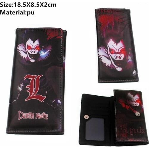 Cartoon Death Note L PU wallet Long Leather Button Photo Card Holders Layers purses Coin Casual cosplay Boys Girls moneybag Cute