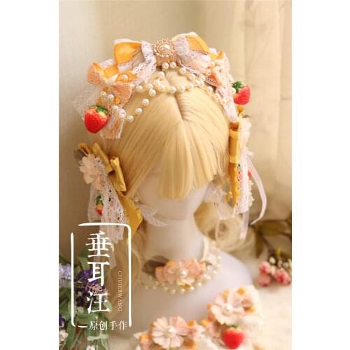 French style Handmade lolita Sweet Charlie canary yellow KC Side clip Headdress Hand Sleeve Ornaments Cosplay picnic Tea Party