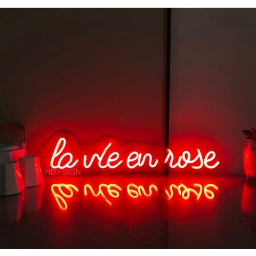 La vie en rose Custom LED Neon Sign Letter Wall Hanging Decor For Wedding Party Bar Cafe Hotel Decorative Neon Light Creative Gi