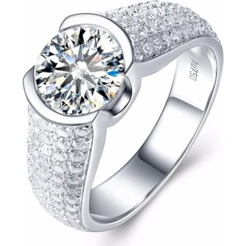 Moissanite Engagement Ring Luxury 3 Carat ct DF Color Lab Grown Diamond Ring With Moissanite Accents Solid 14K White Gold rings