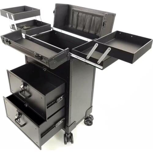 Aluminum alloy make-up box, professional tie rod, large capacity, multi-layer storage manicurist embroidery tool box