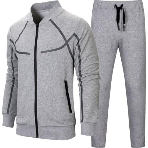 Autumn Men Running Jogging Sportswear Set Sport Suit Jacket+Pant 2 Pieces Gym Fitness Bodybuilding Breathable Male Tracksuits