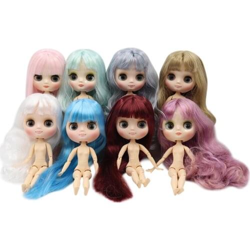 Middie blyth nude doll 20cm joint body Frosted or glossy face with makeup soft hair DIY toys gift with gestures