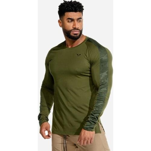 2020 Autumn New Casual Tee shirt Male Fitness Black Tops Brand Clothing Fashion Patchwork T-Shirt Men Long sleeve Slim t shirts
