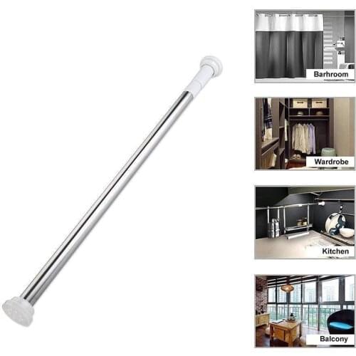 Tension Rod Curtain Shower Adjustable Rod Spring Tension Easy Installation Home Bathroom Products Shower Curtain Poles