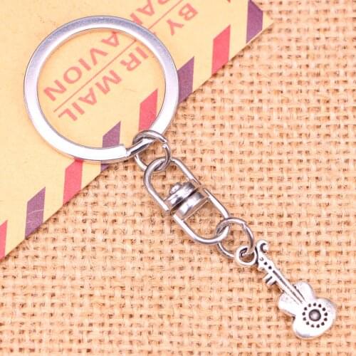 New Fashion Keychain 21x9mm acoustic guitar Pendants DIY Men Jewelry Car Key Chain Ring Holder Souvenir For Gift