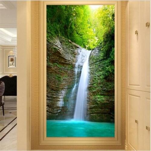 Beibehang Custom Wallpapers Wonderland Landscape Waterfalls Waterfighting Cui Men Hall Aisle Decorative Paintings