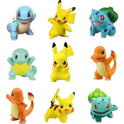 First Generation Anime Figures Squirtle Charmander Bulbasaur Pikachus Action Figure Dolls Toy Cartoon Pokemones Figure Toys Gift
