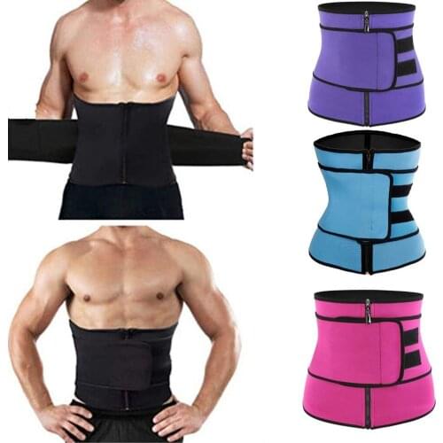 Adult Women Men Shapewear Waist Trimmer Belt Neoprene Fat Burning Sauna Waist Trainer Body Shaping Zipper Abdomen Belt Slimming