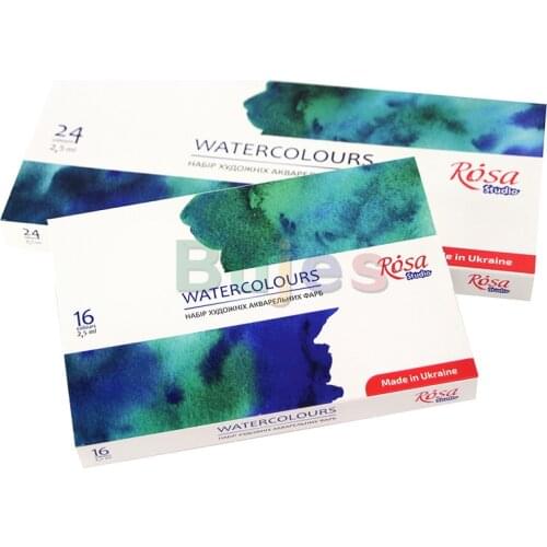 Rosa Studio Professional Watercolor Paint, Set of 16/24, Full Pan,bright and vivid colors,High pigment concentration