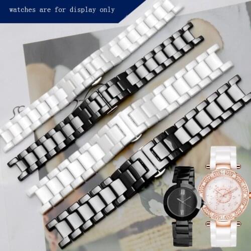 Notched Ceramics Watchband Suitable For Gucci Folli Follie Omega Black White Watch Chain Men And Women Accessories
